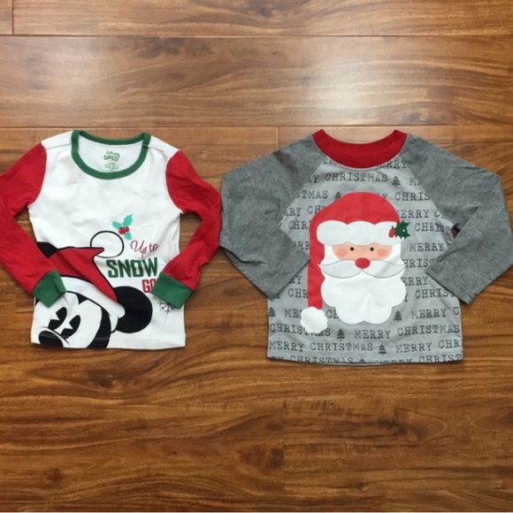Disney Other - 3/$25 Disney Little Boy Mickey Mouse Christmas Santa Long Sleeve PJ Top 18-24M